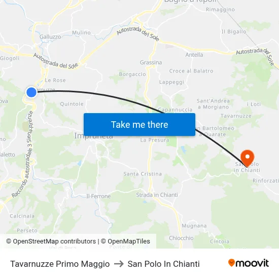 Tavarnuzze First of May to San Polo In Chianti map