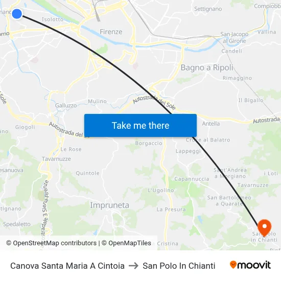 Canova Santa Maria a Cintoia to San Polo In Chianti map