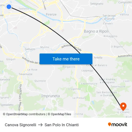 Canova Signorelli to San Polo In Chianti map