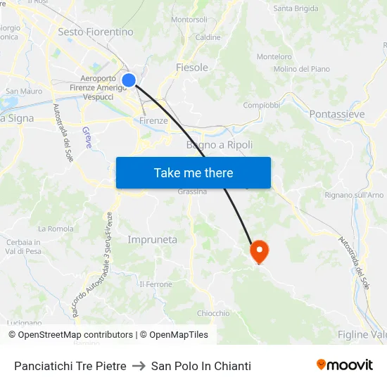 Panciatichi Tre Pietre to San Polo In Chianti map