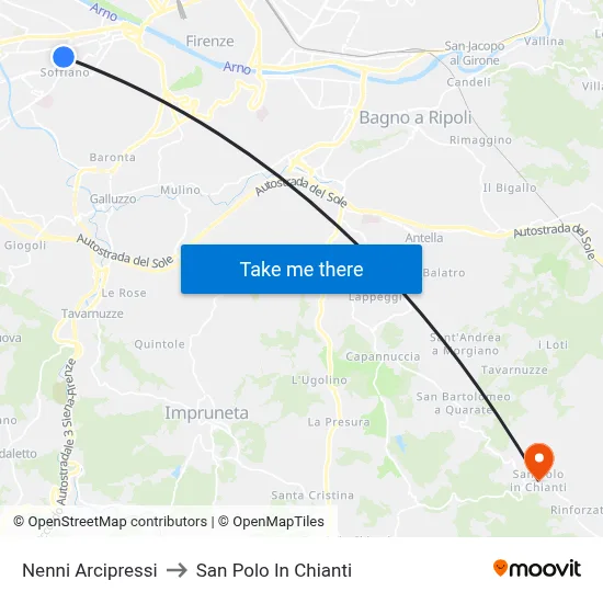 Nenni Arcipressi to San Polo In Chianti map