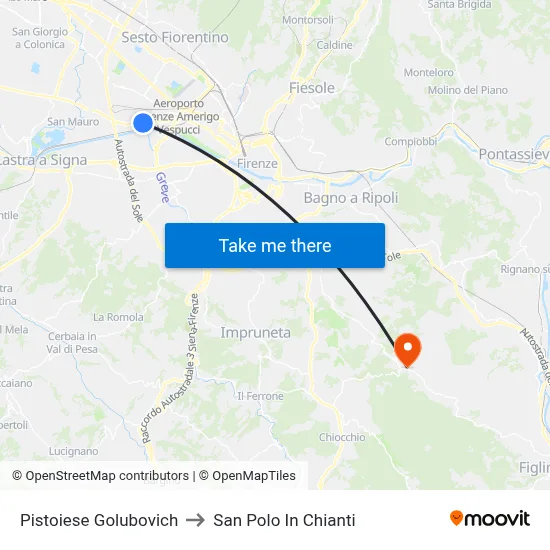 Pistoiese Golubovich to San Polo In Chianti map