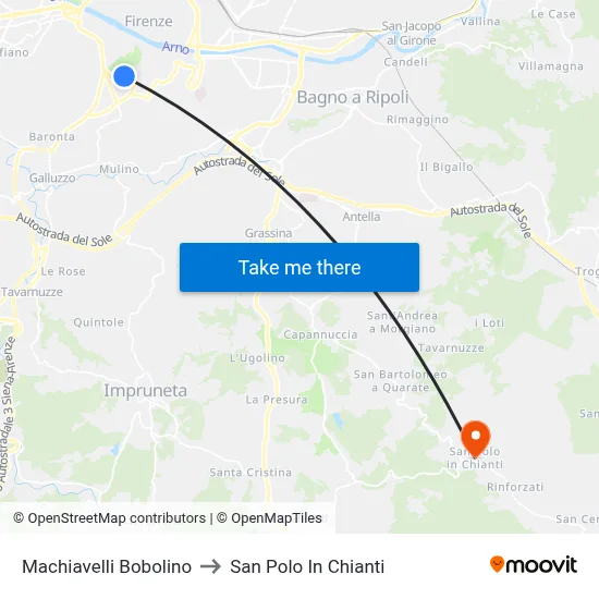 Machiavelli Bobolino to San Polo In Chianti map