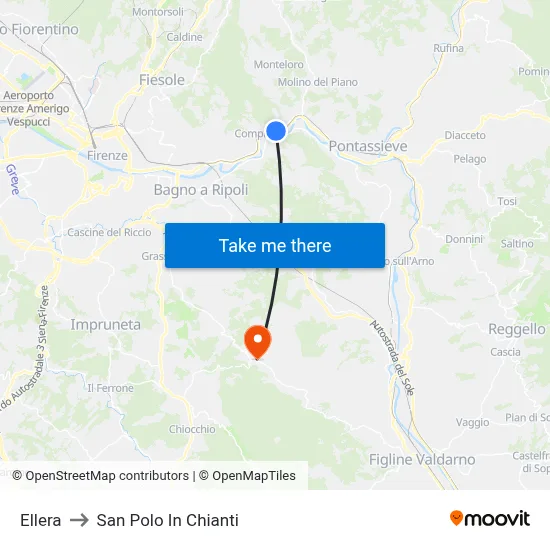 Ellera to San Polo In Chianti map