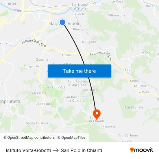 Volta-Gobetti Institute to San Polo In Chianti map