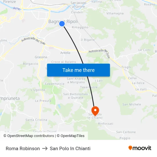Roma Robinson to San Polo In Chianti map