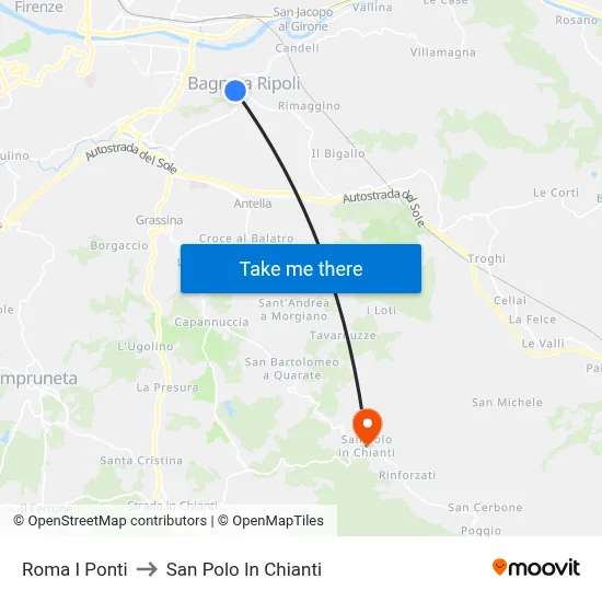 Roma I Ponti to San Polo In Chianti map