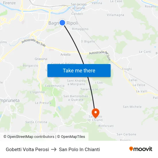 Gobetti Volta Perosi to San Polo In Chianti map