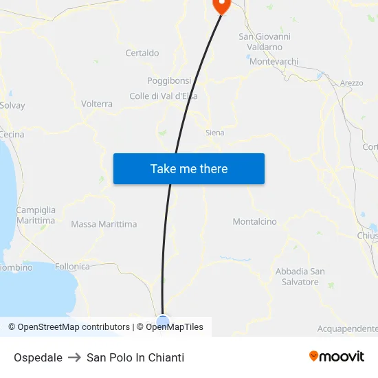 Hospital to San Polo In Chianti map