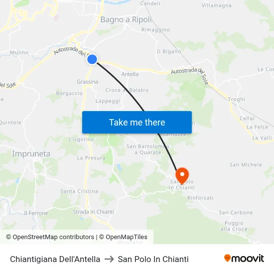Chiantigiana Dell'Antella to San Polo In Chianti map