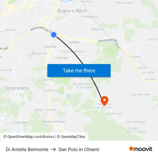 Di Antella Belmonte to San Polo In Chianti map