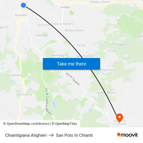 Chiantigiana Alighieri to San Polo In Chianti map