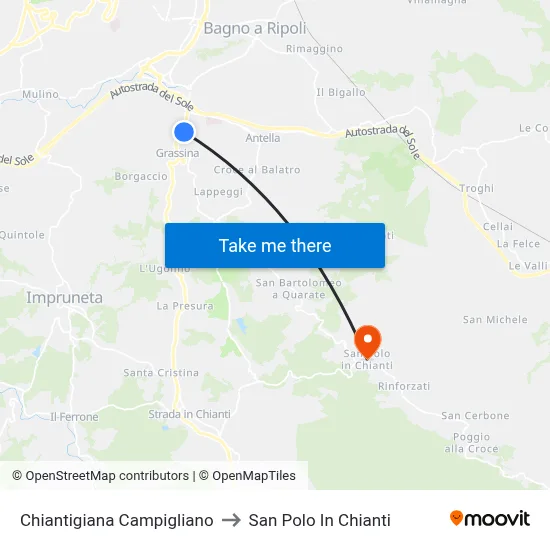 Chiantigiana Campigliano to San Polo In Chianti map