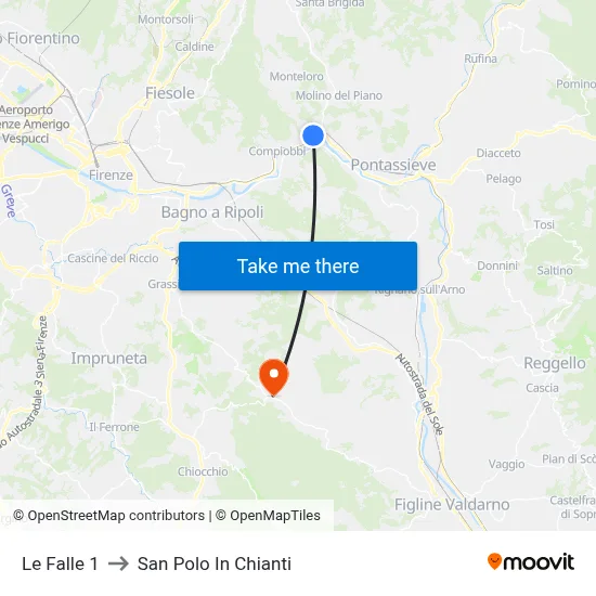 Le Falle 1 to San Polo In Chianti map