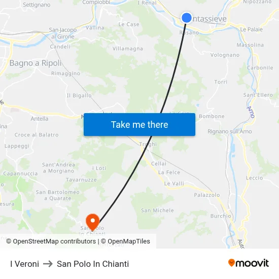 I Veroni to San Polo In Chianti map