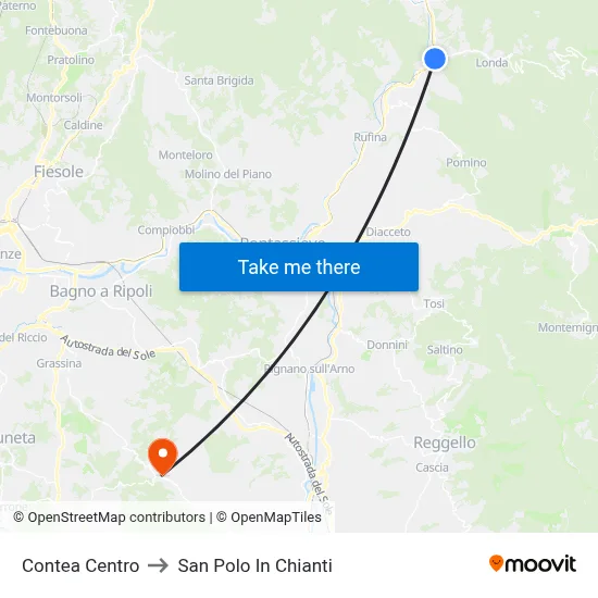 Contea Center to San Polo In Chianti map
