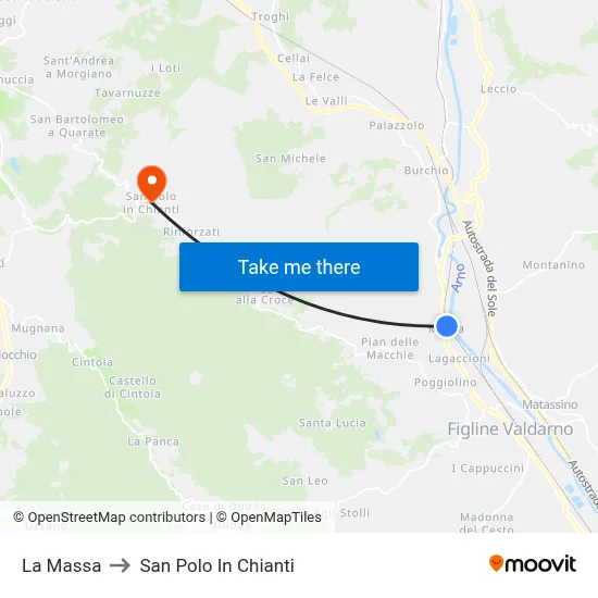 The Mass to San Polo In Chianti map