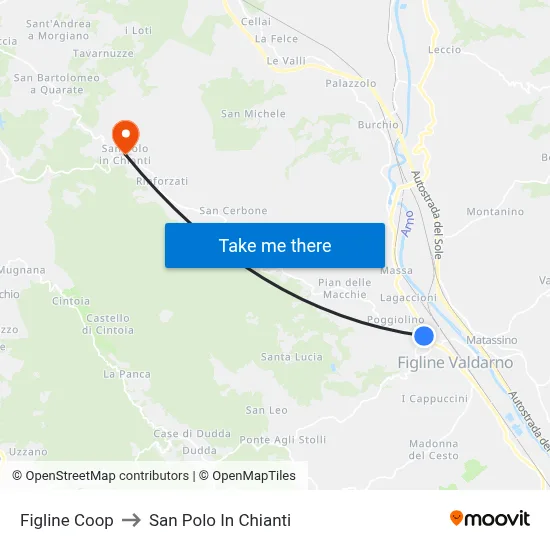 Figline Coop to San Polo In Chianti map