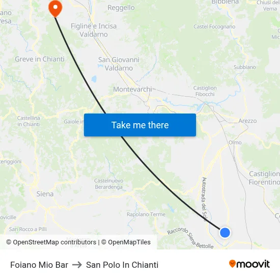 Foiano Mio Bar to San Polo In Chianti map