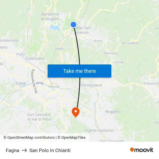 Fagna to San Polo In Chianti map