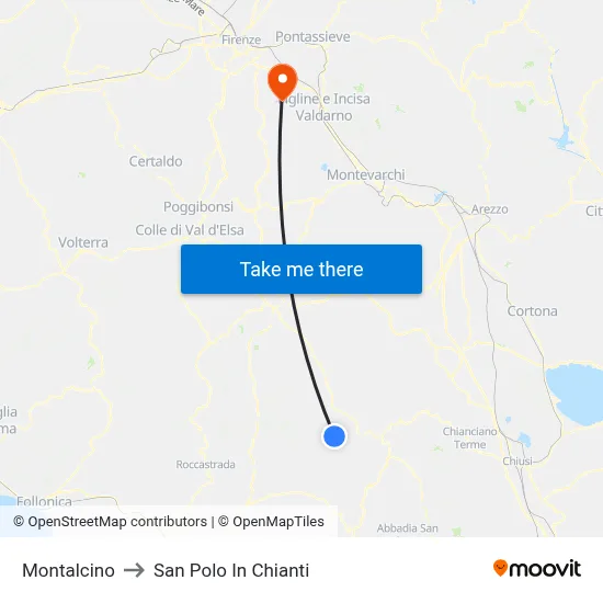 Montalcino to San Polo In Chianti map