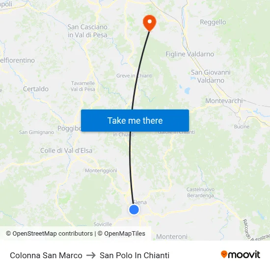San Marco Column to San Polo In Chianti map