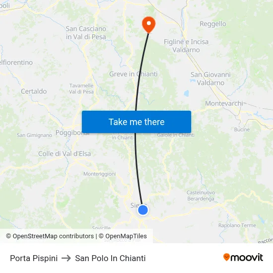 Porta Pispini to San Polo In Chianti map