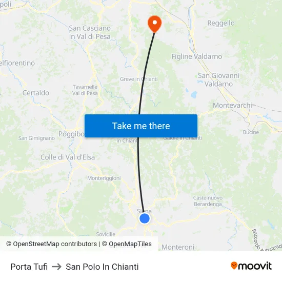 Porta Tufi to San Polo In Chianti map