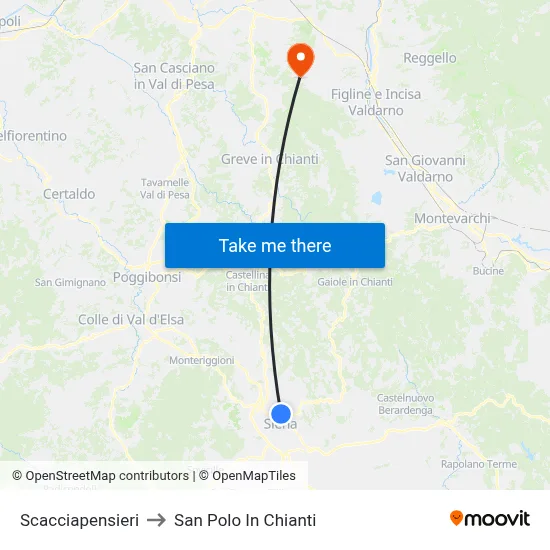 Scacciapensieri to San Polo In Chianti map