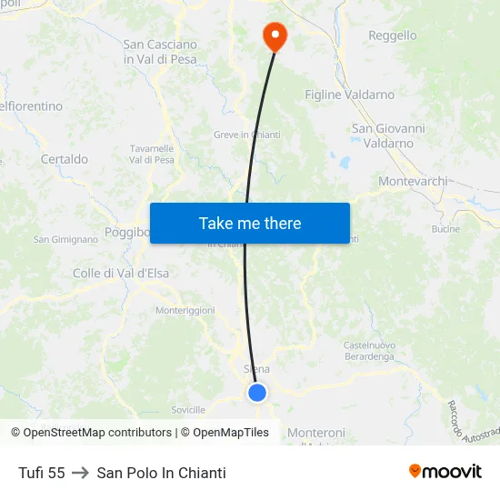 Tufi 55 to San Polo In Chianti map