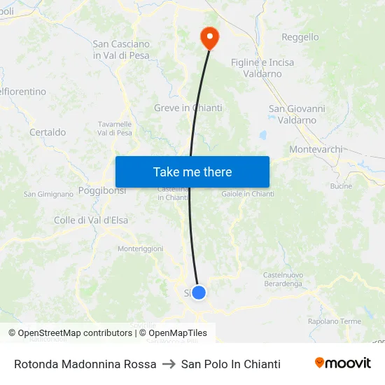 Red Madonna Roundabout to San Polo In Chianti map