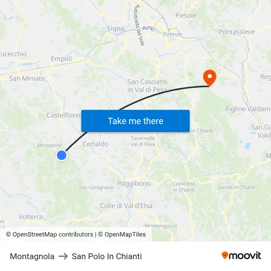 Montagnola to San Polo In Chianti map