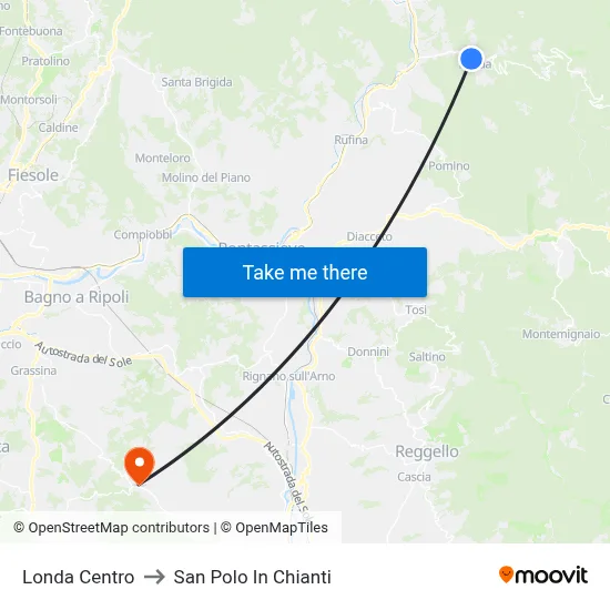 Londa Center to San Polo In Chianti map