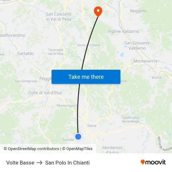 Volte Basse to San Polo In Chianti map