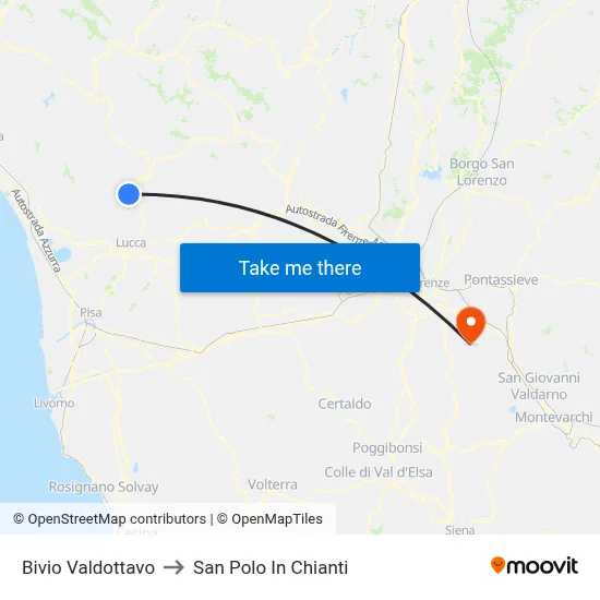 Valdottavo Junction to San Polo In Chianti map