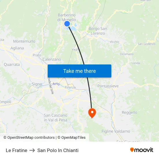 Le Fratine to San Polo In Chianti map
