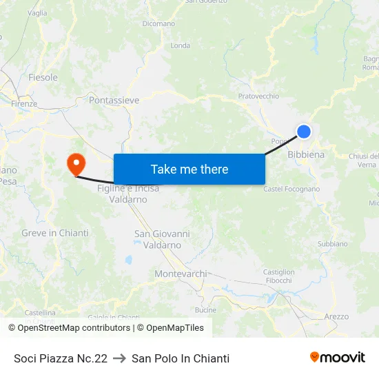 Soci Square 22 to San Polo In Chianti map