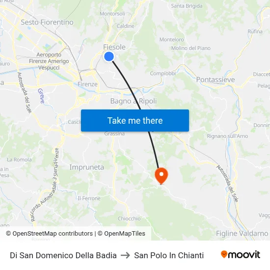 San Domenico Della Badia to San Polo In Chianti map