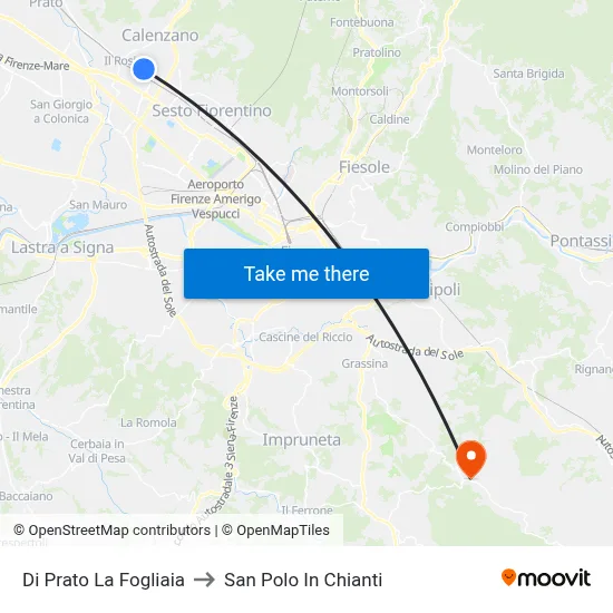 Di Prato La Fogliaia to San Polo In Chianti map