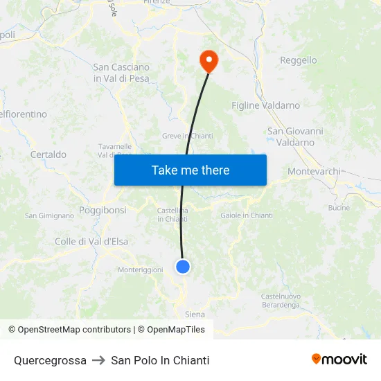 Quercegrossa to San Polo In Chianti map