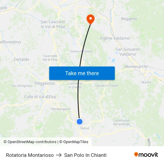 Montarioso Roundabout to San Polo In Chianti map