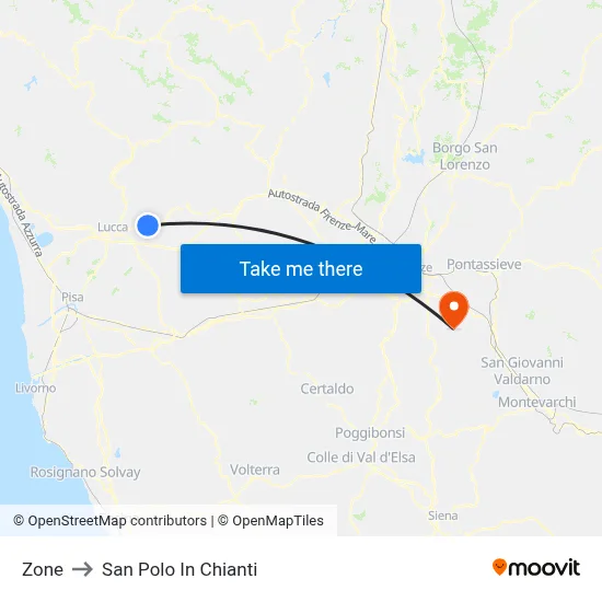 Zone to San Polo In Chianti map