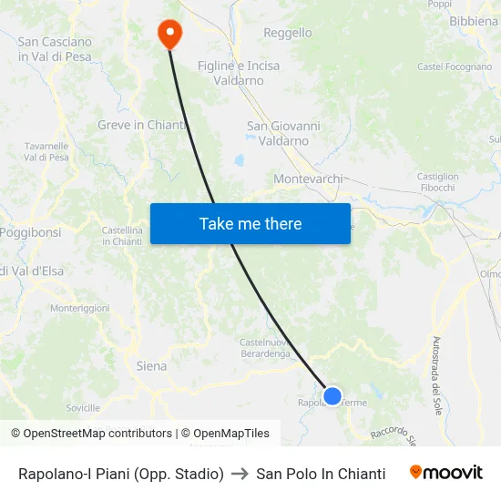 Rapolano-I Piani (Opposite Stadium) to San Polo In Chianti map