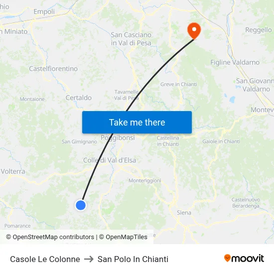 Casole Le Colonne to San Polo In Chianti map