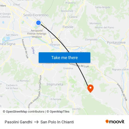 Pasolini Gandhi to San Polo In Chianti map