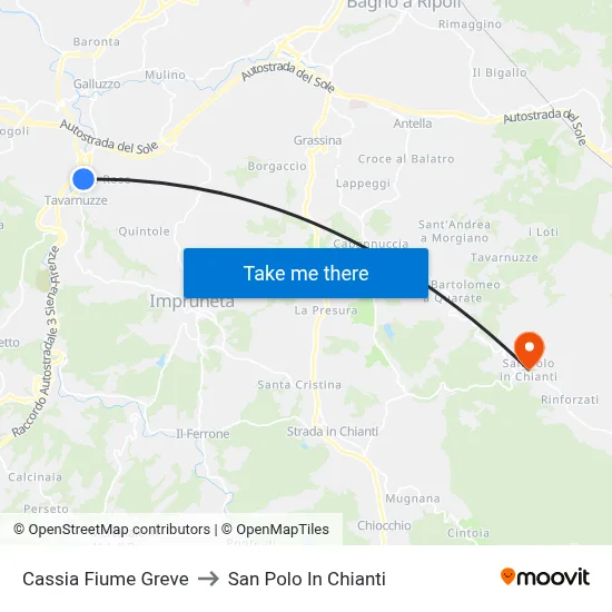 Cassia Greve River to San Polo In Chianti map