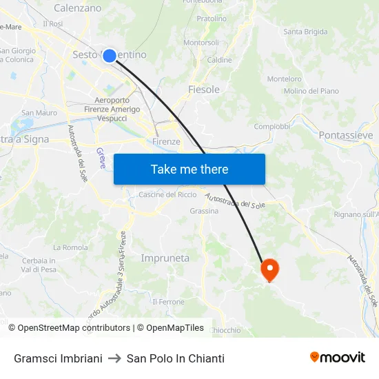 Gramsci Imbriani to San Polo In Chianti map