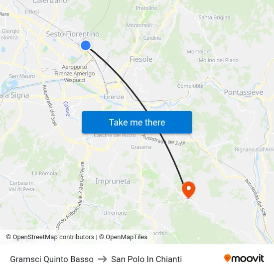 Gramsci Quinto Basso to San Polo In Chianti map