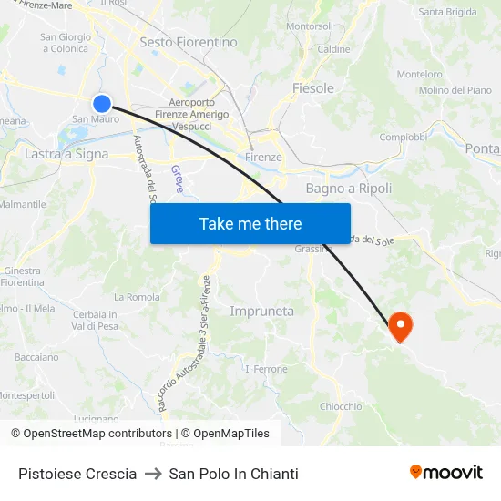Pistoiese Crescia to San Polo In Chianti map