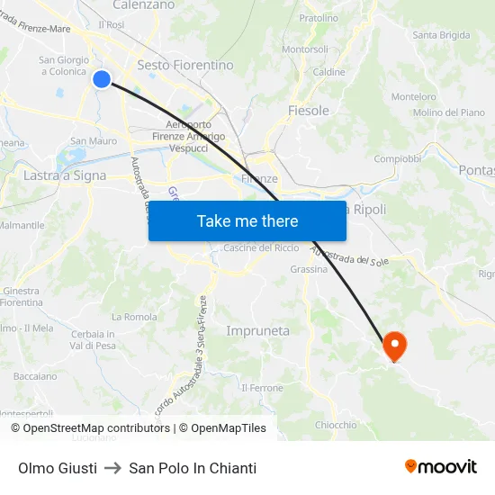 Olmo Giusti to San Polo In Chianti map